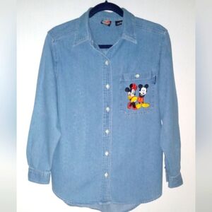 Disney Vtg Denim Button Up Shirt